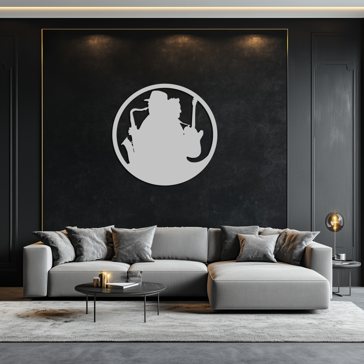 Metal Wall Art Jazz Musicians Saxophone and Guitar Silhouettes