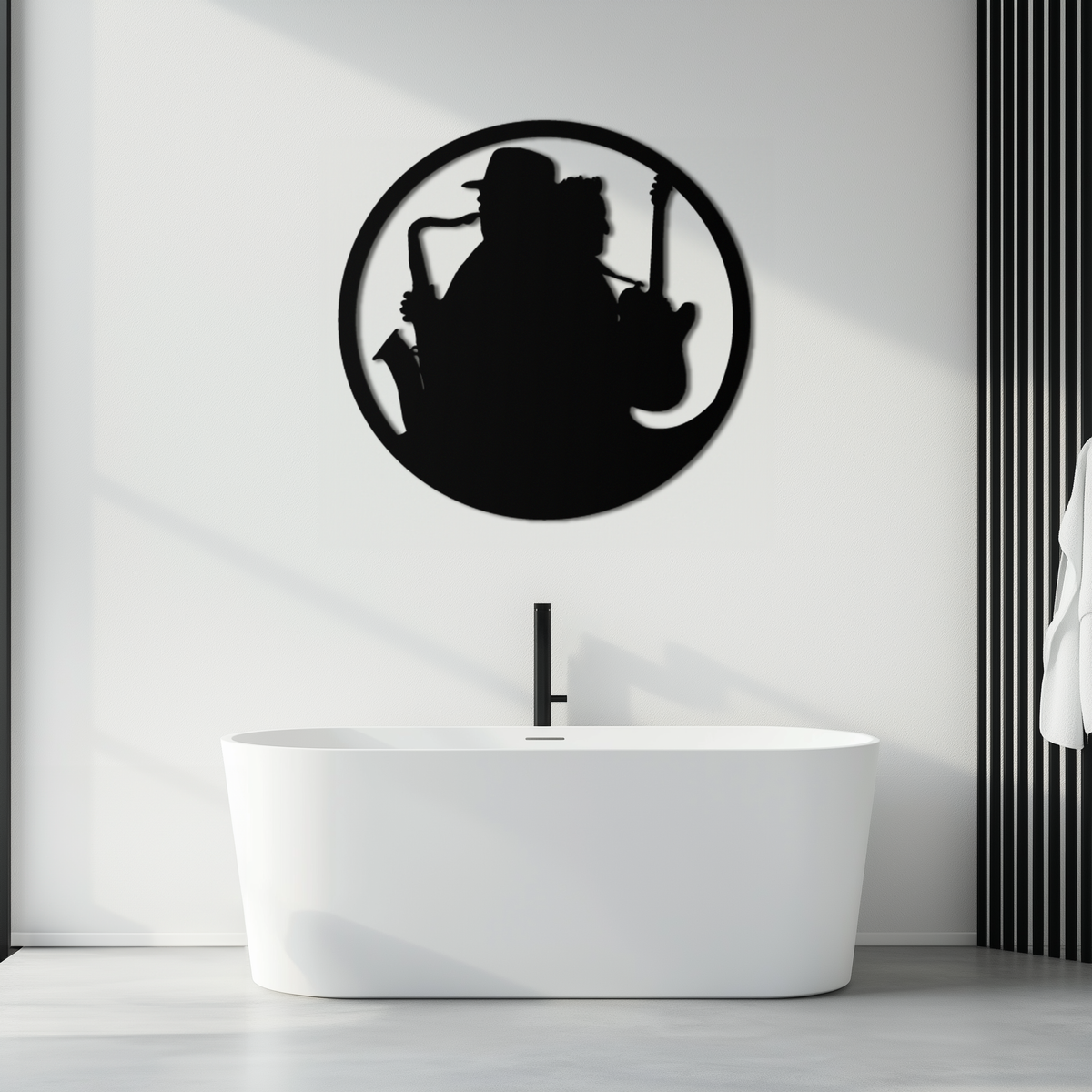 Metal Wall Art Jazz Musicians Saxophone and Guitar Silhouettes