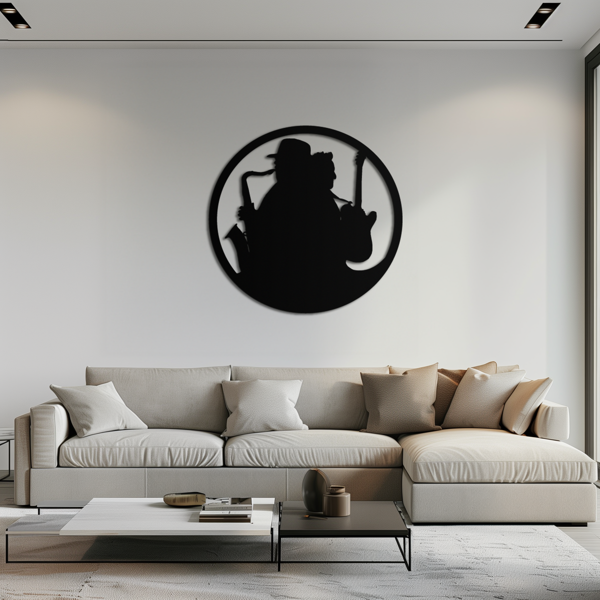 Metal Wall Art Jazz Musicians Saxophone and Guitar Silhouettes