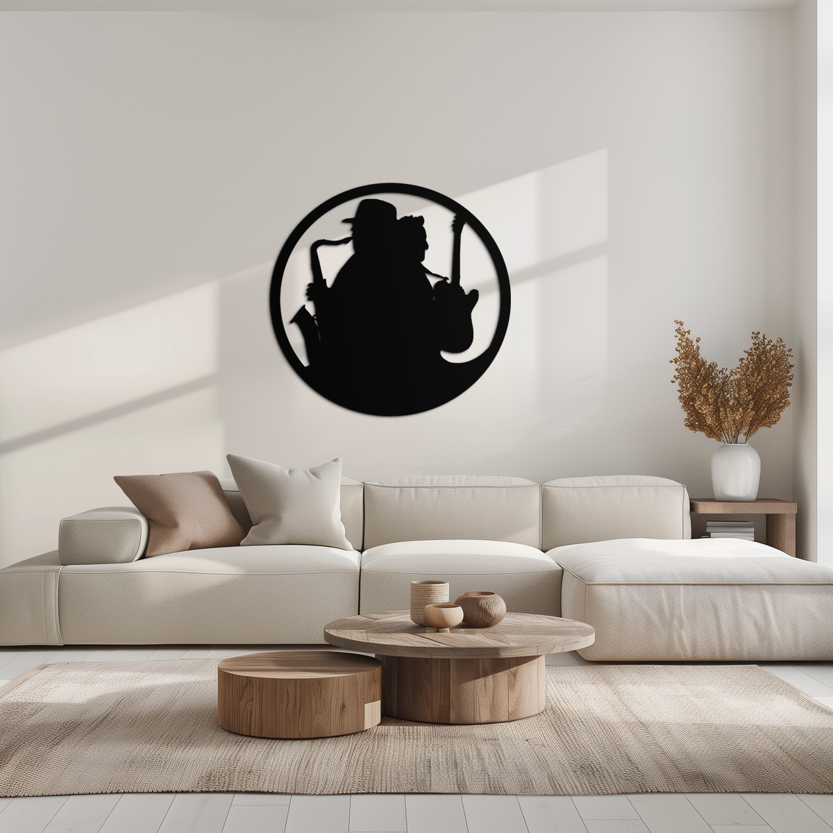 Metal Wall Art Jazz Musicians Saxophone and Guitar Silhouettes