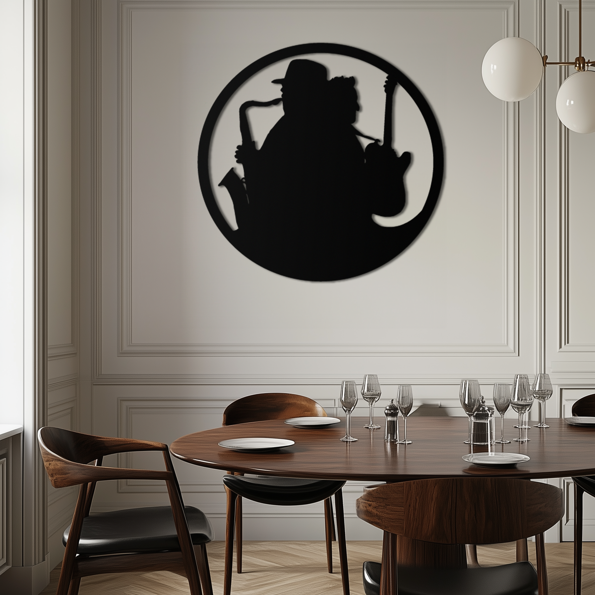 Metal Wall Art Jazz Musicians Saxophone and Guitar Silhouettes