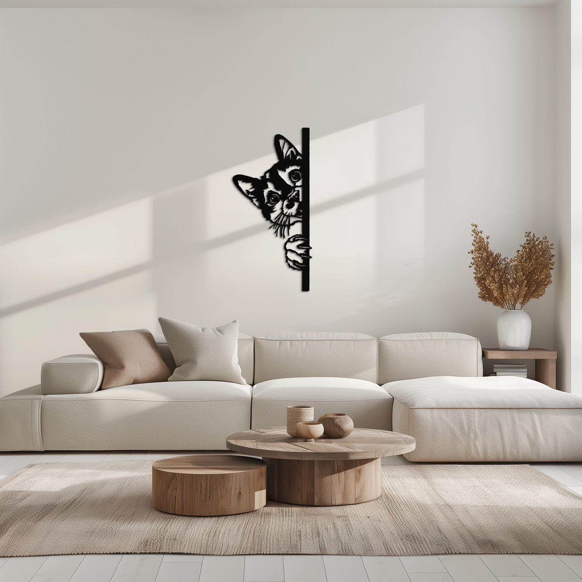 Metal Wall Art Peeking Cat Whimsical Design - Cute Kitty Home Decor for Pet Lovers
