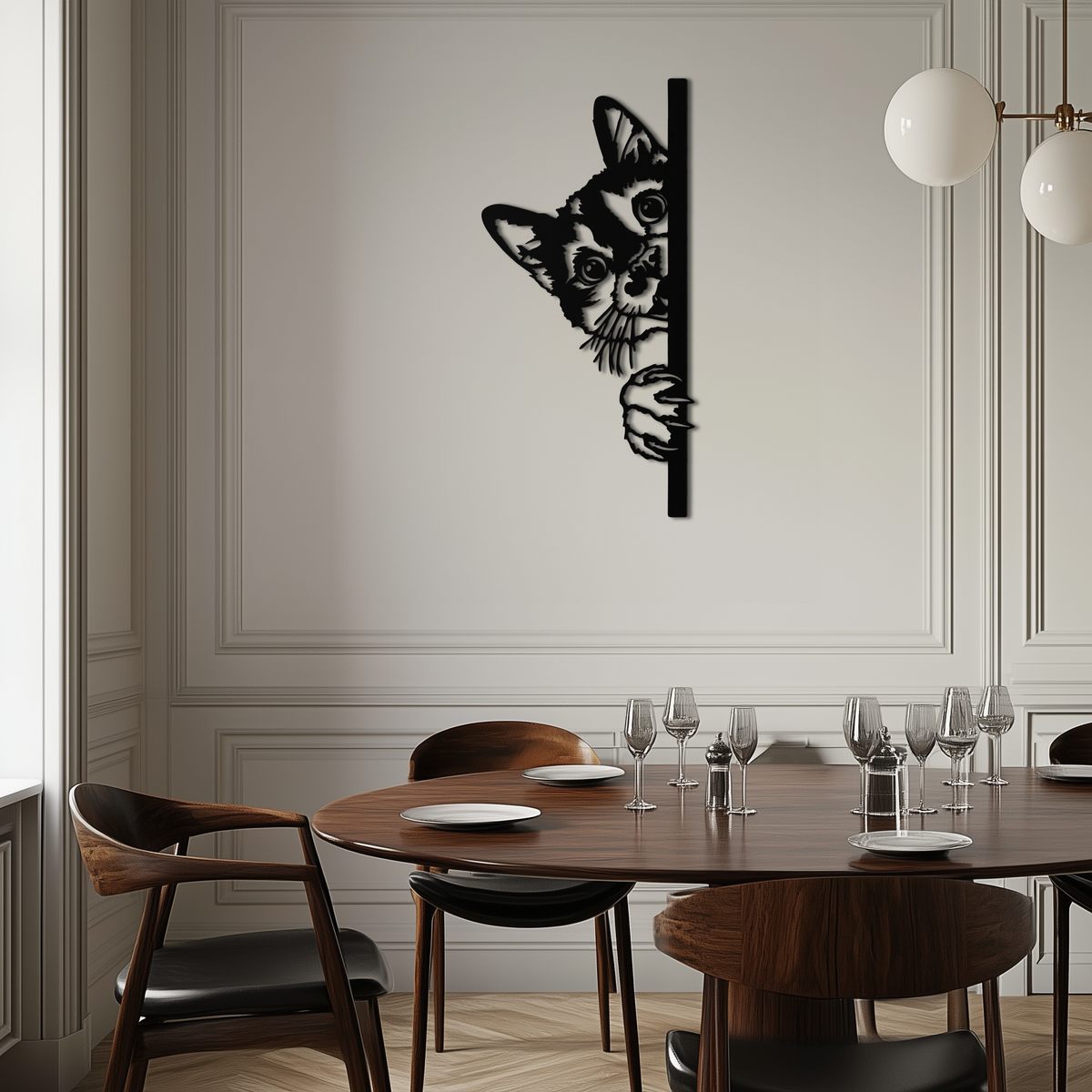 Metal Wall Art Peeking Cat Whimsical Design - Cute Kitty Home Decor for Pet Lovers