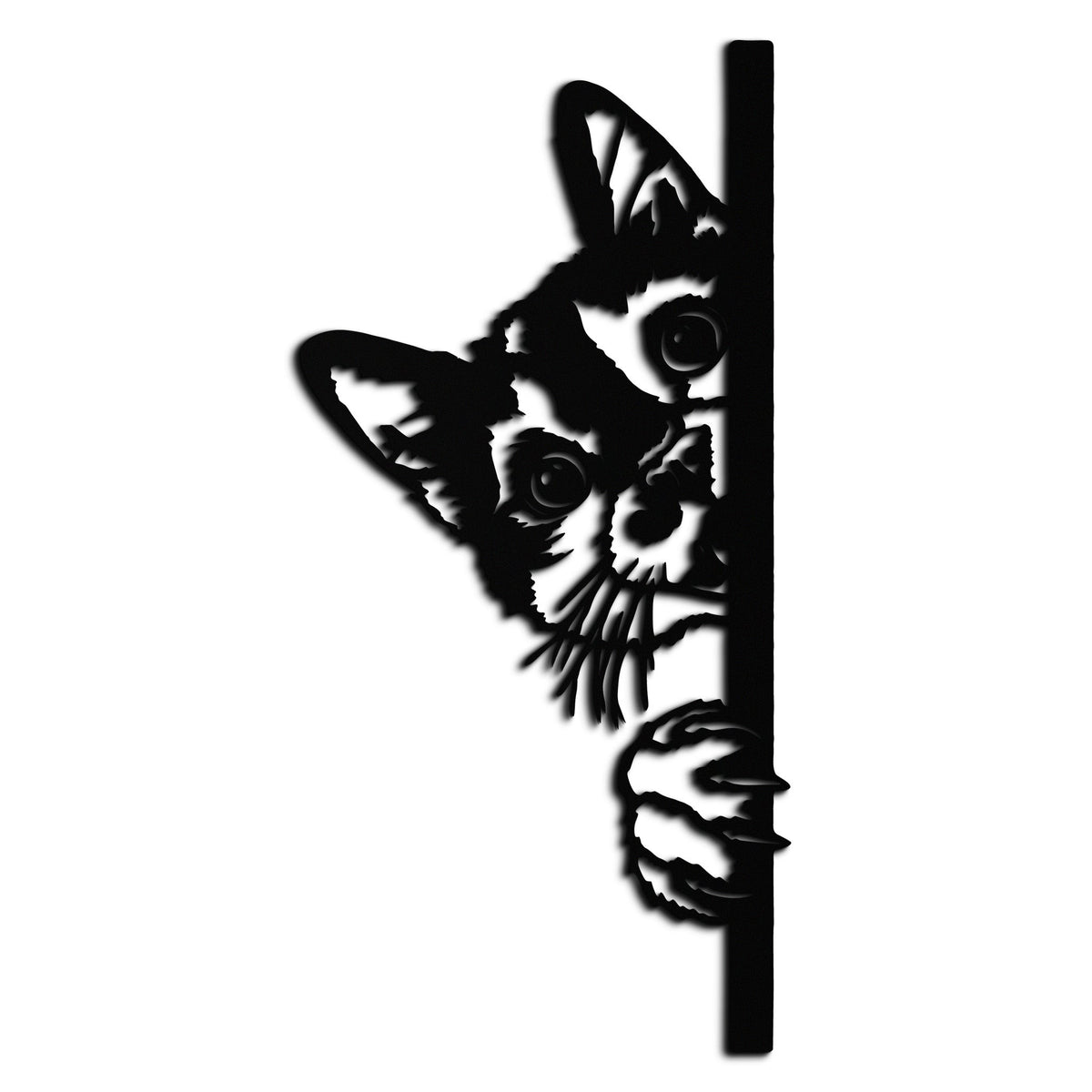 Metal Wall Art Peeking Cat Whimsical Design - Cute Kitty Home Decor for Pet Lovers