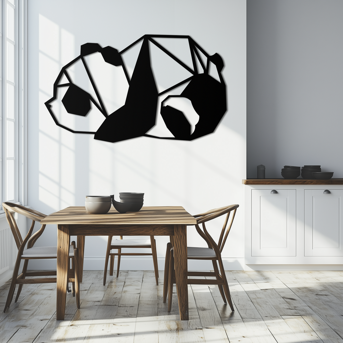 Metal Wall Art - Sleeping Panda Geometric Minimalist Modern Design