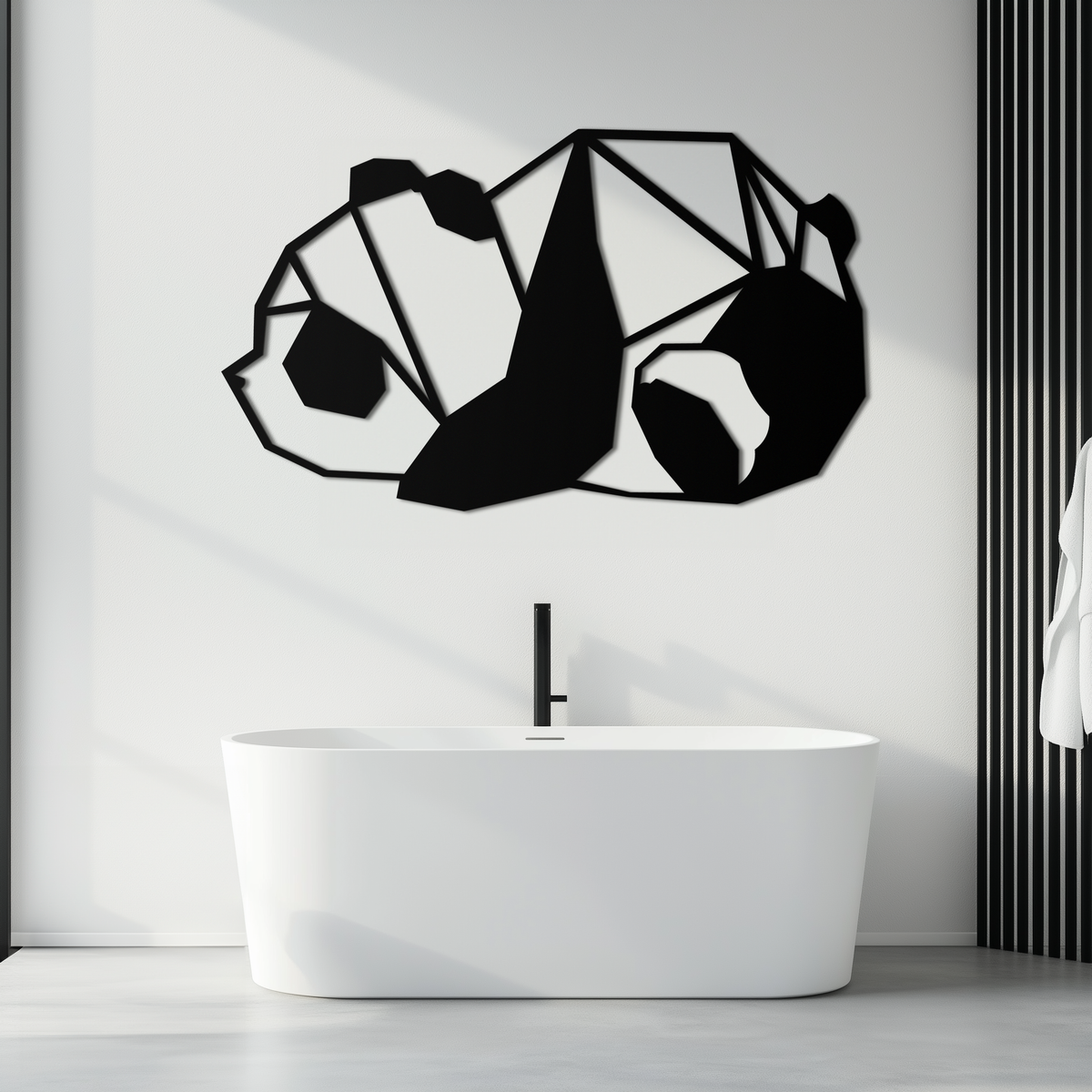 Metal Wall Art - Sleeping Panda Geometric Minimalist Modern Design