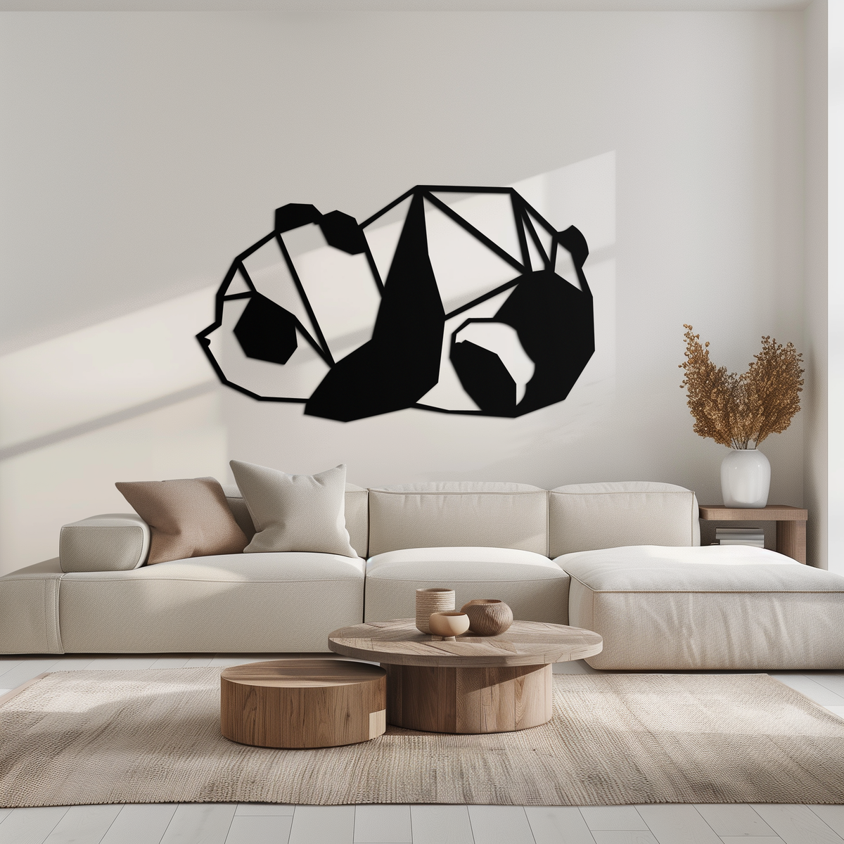 Metal Wall Art - Sleeping Panda Geometric Minimalist Modern Design