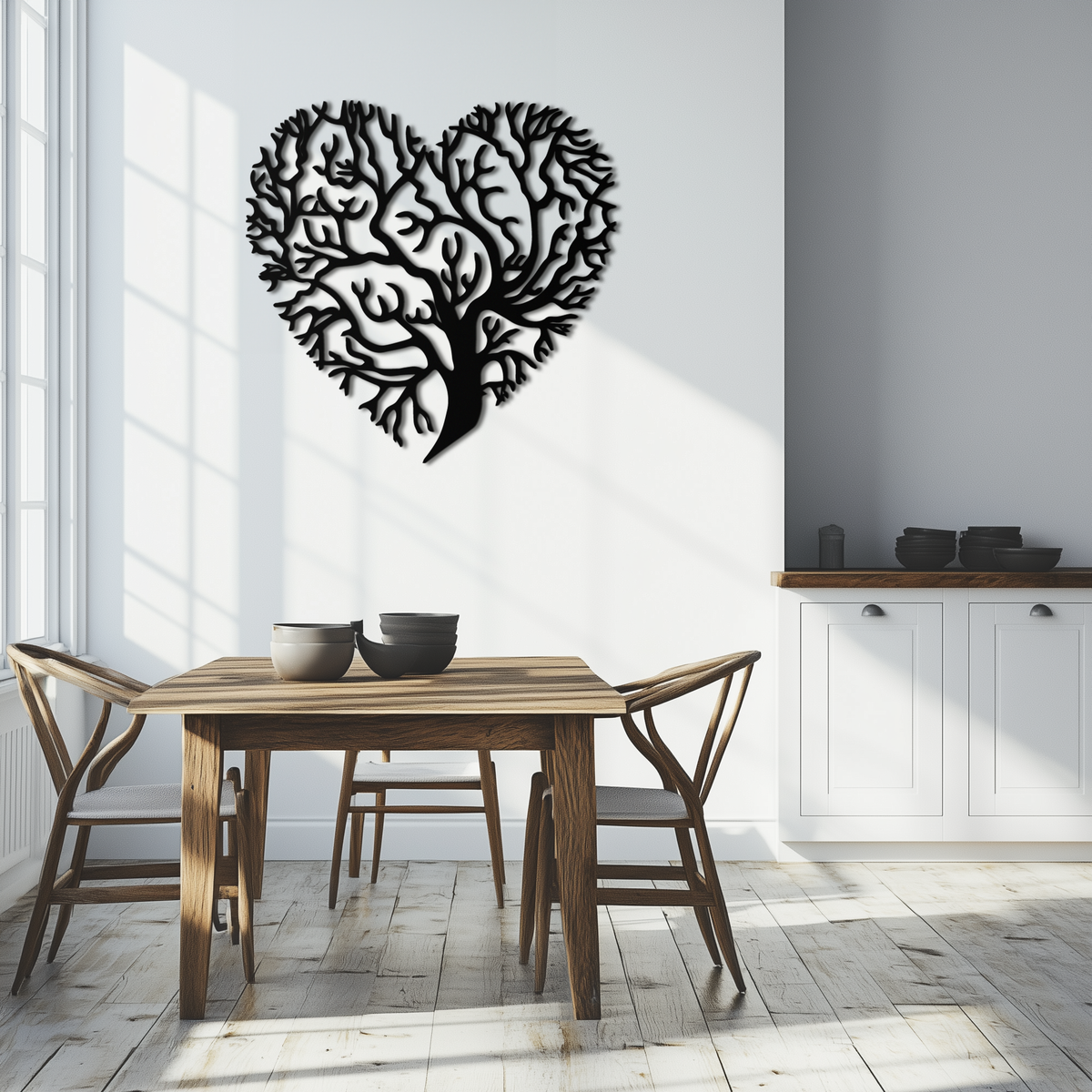 Metal Heart Tree Wall Art - Modern Rustic Romantic Nature Love Inspired Home Decor