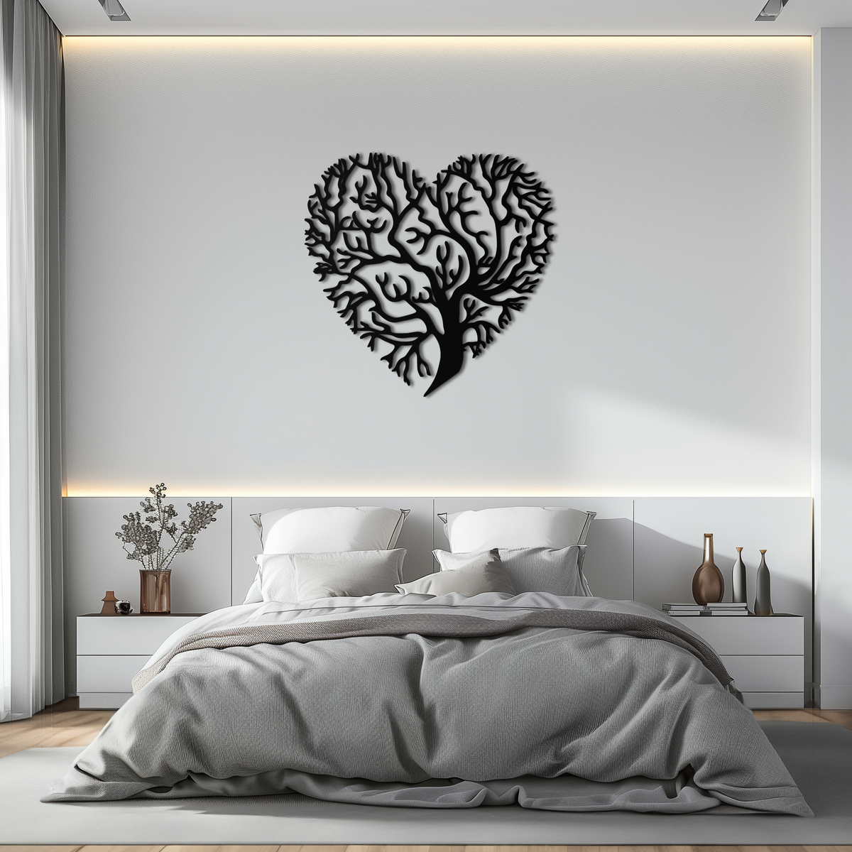 Metal Heart Tree Wall Art - Modern Rustic Romantic Nature Love Inspired Home Decor