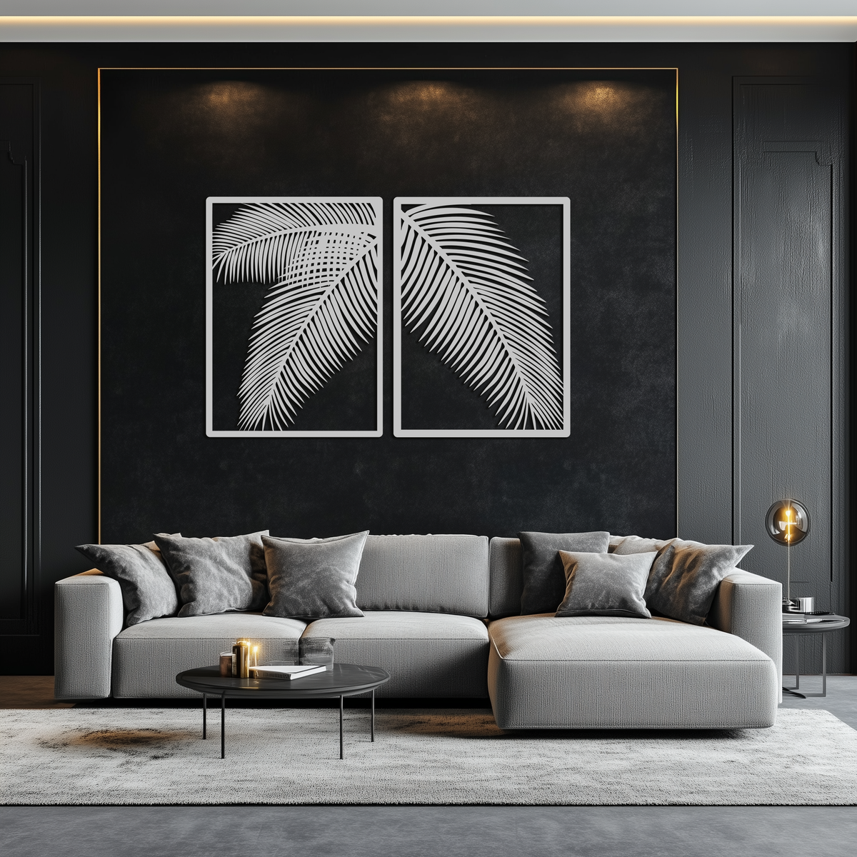Metal Wall Art Split Palm Leaf - Modern Tropical Minimalist