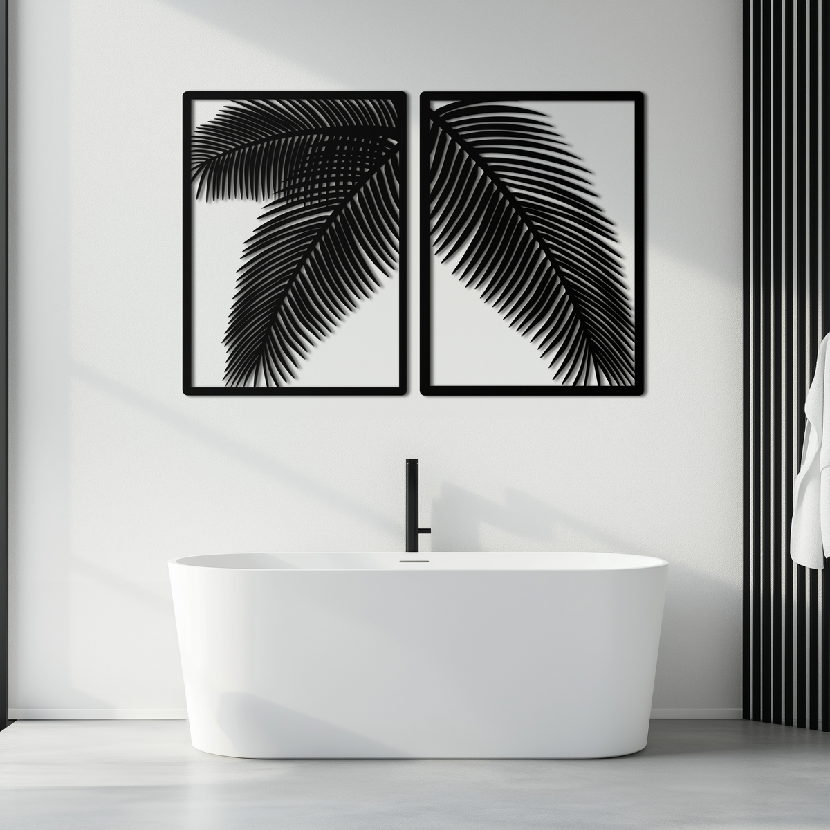 Metal Wall Art Split Palm Leaf - Modern Tropical Minimalist