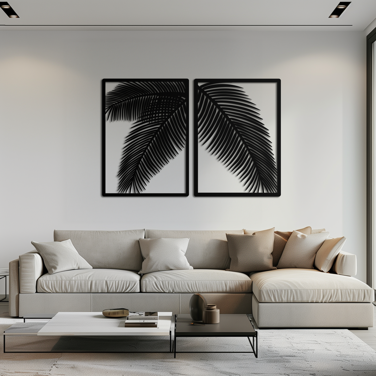 Metal Wall Art Split Palm Leaf - Modern Tropical Minimalist