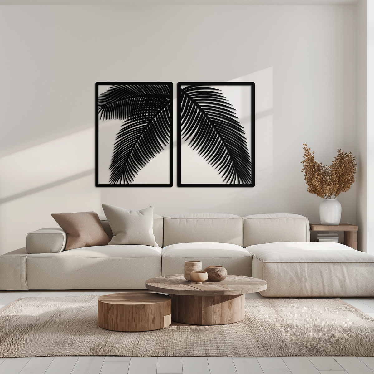 Metal Wall Art Split Palm Leaf - Modern Tropical Minimalist