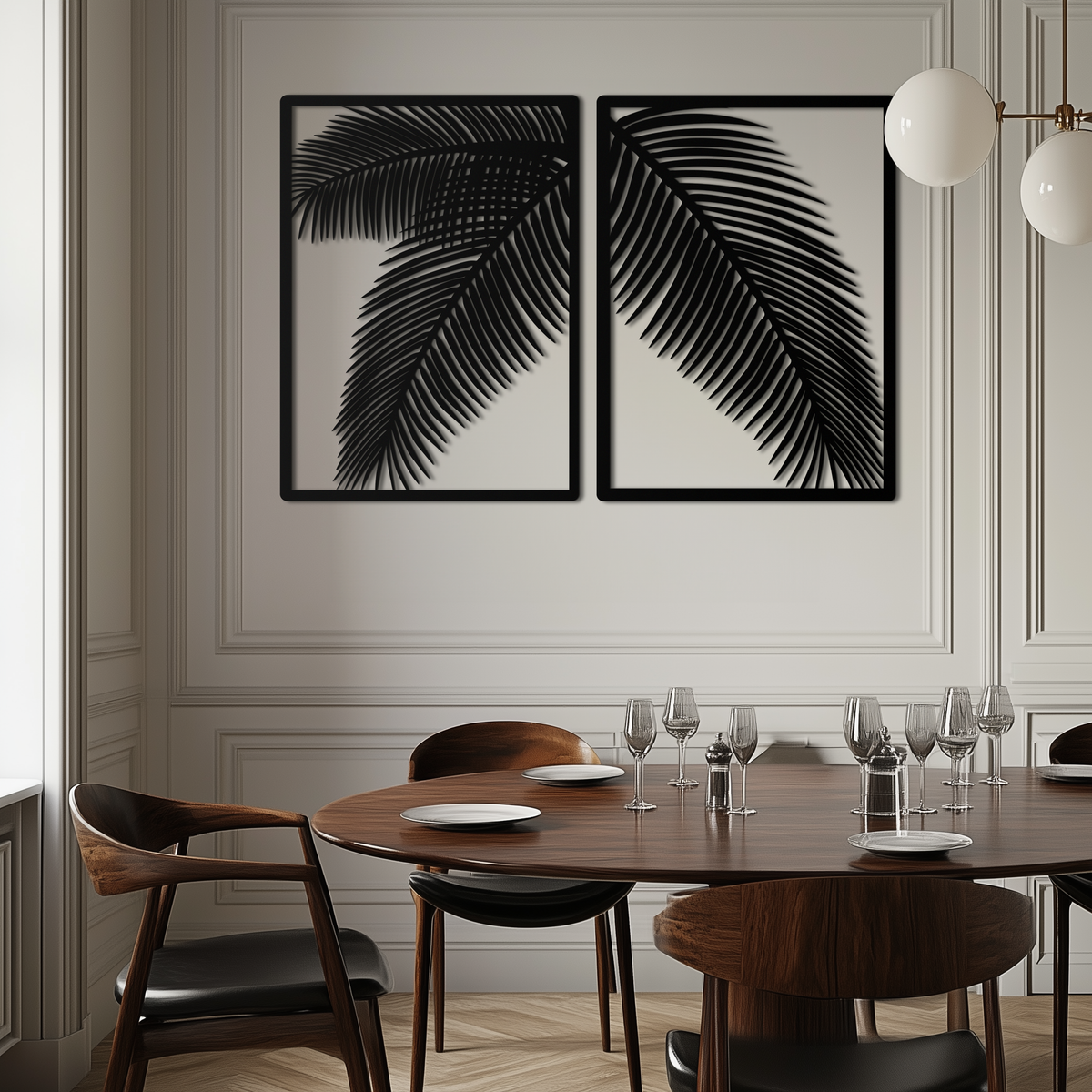 Metal Wall Art Split Palm Leaf - Modern Tropical Minimalist