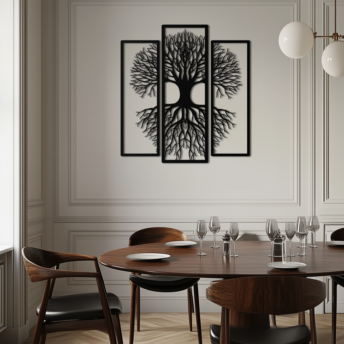 Metal Wall Art Tree of Life 3-Panel Nature Inspired Sculpture