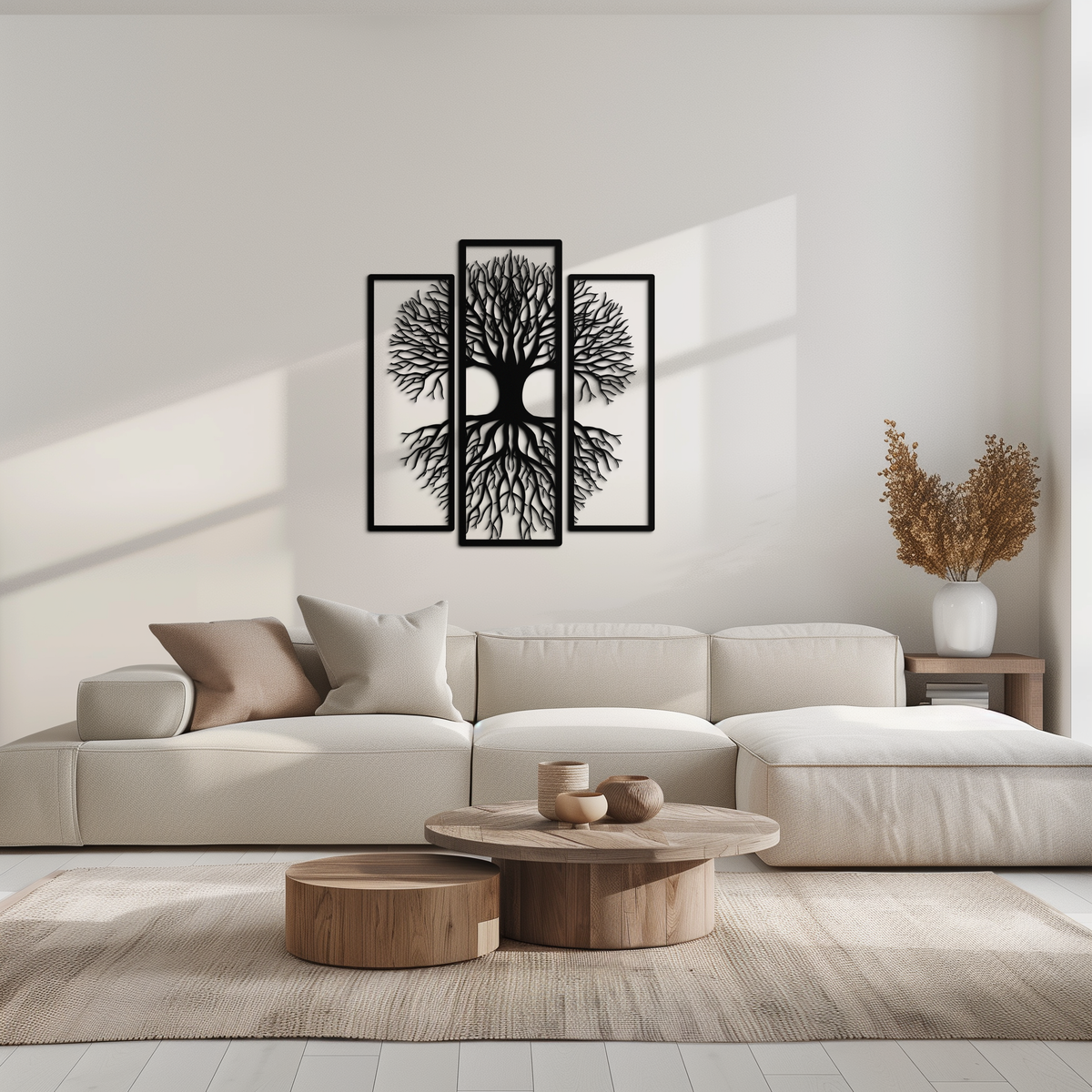 Metal Wall Art Tree of Life 3-Panel Nature Inspired Sculpture