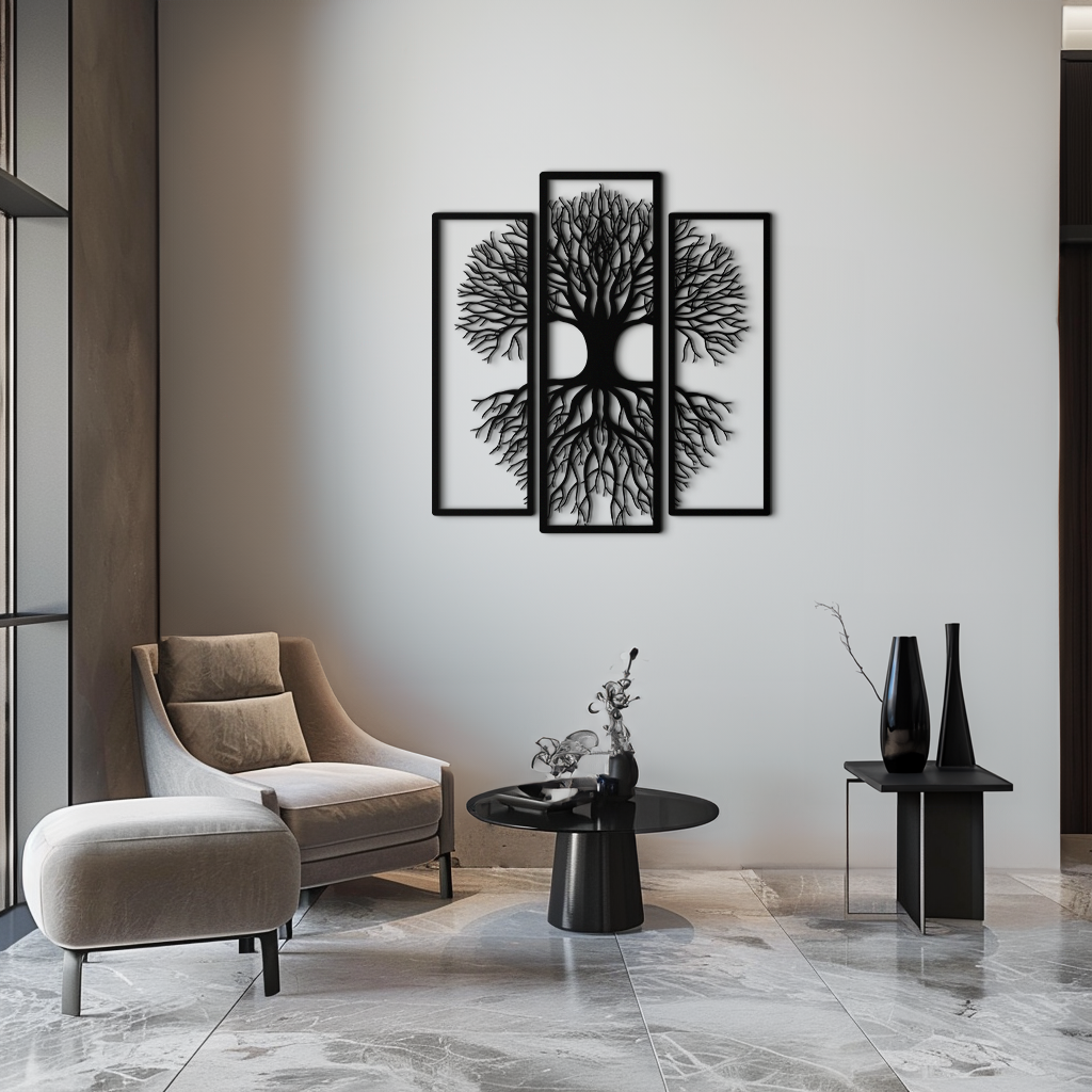 Metal Wall Art Tree of Life 3-Panel Nature Inspired Sculpture