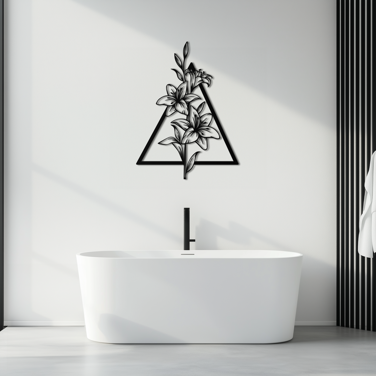 Metal Geometric Floral Wall Art Elegant Lily Botanical Design