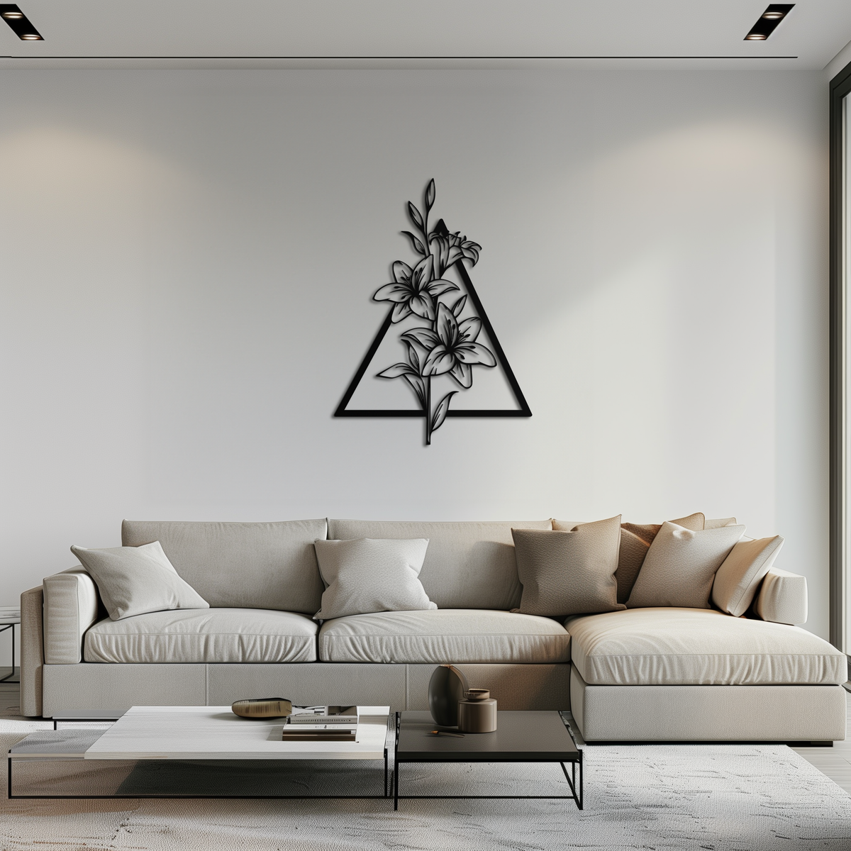 Metal Geometric Floral Wall Art Elegant Lily Botanical Design
