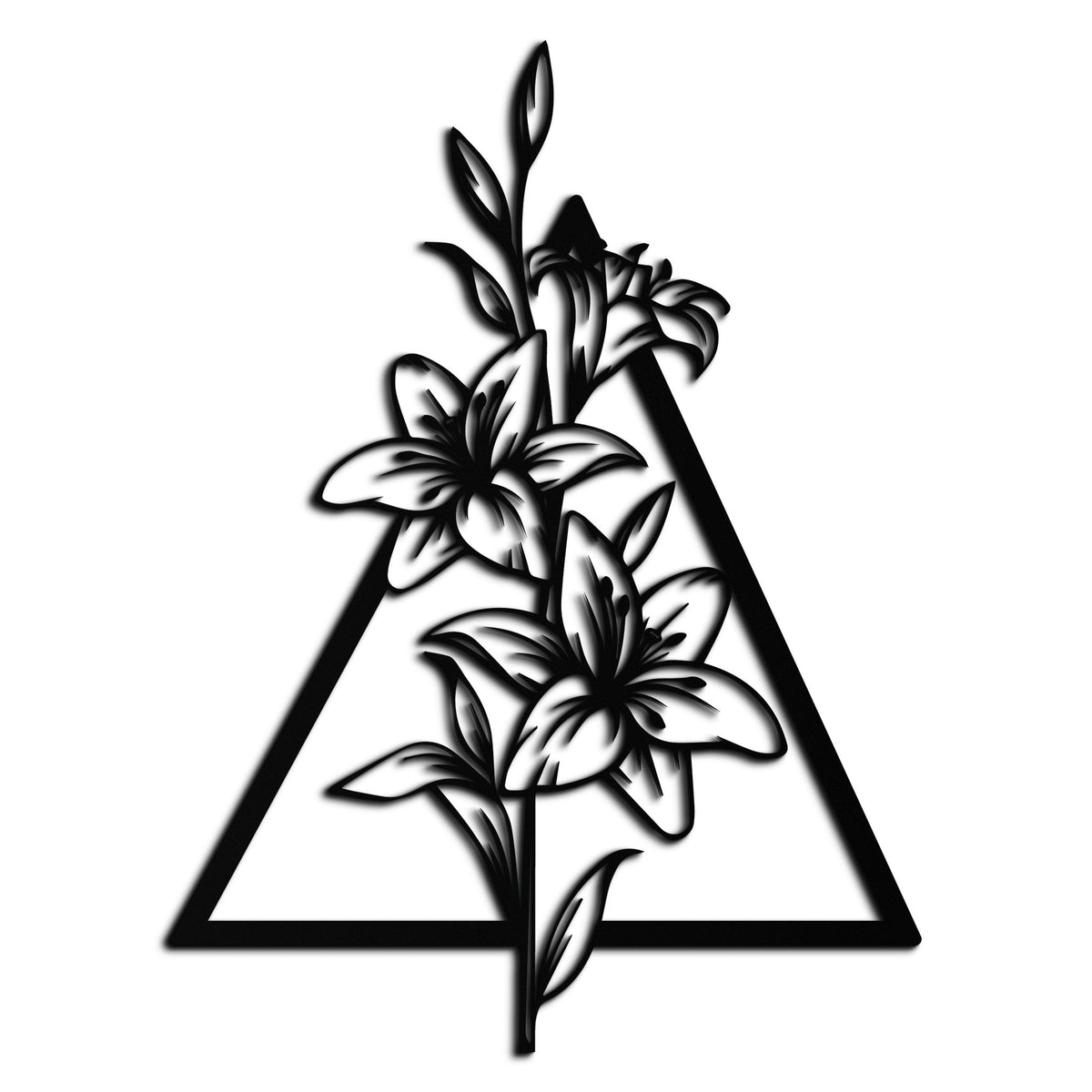 Metal Geometric Floral Wall Art Elegant Lily Botanical Design
