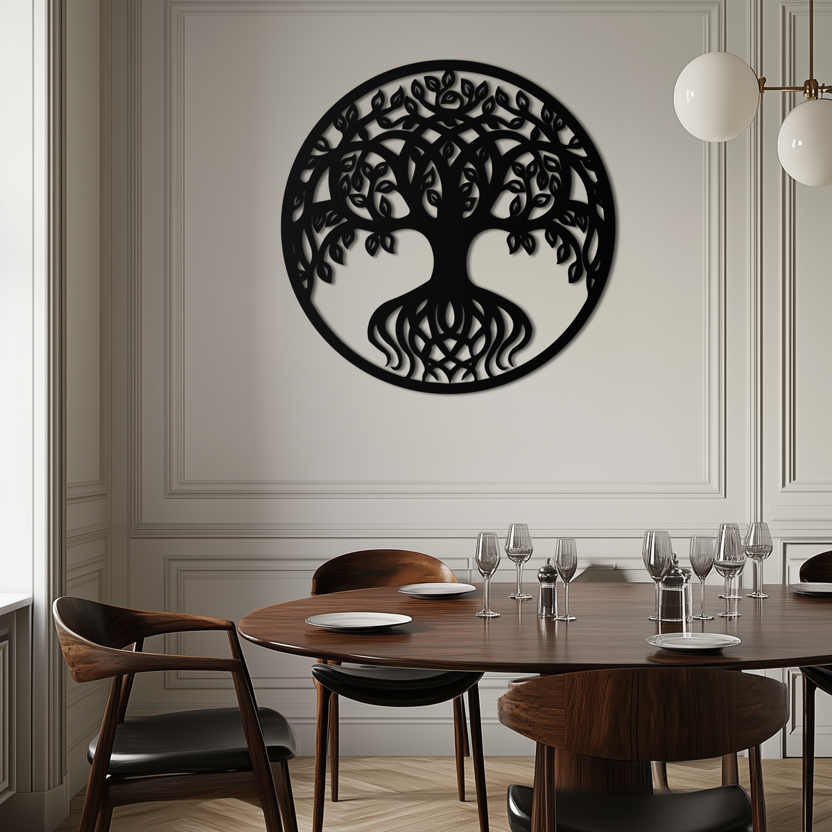 Metal Tree of Life Round Wall Art - Contemporary Nature Inspired