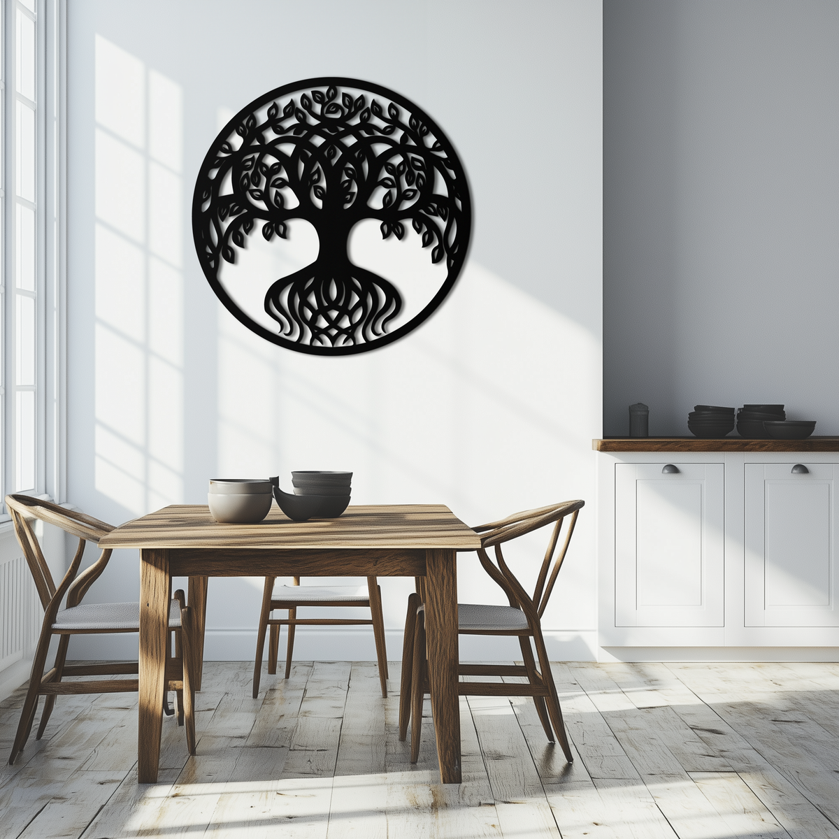 Metal Tree of Life Round Wall Art - Contemporary Nature Inspired