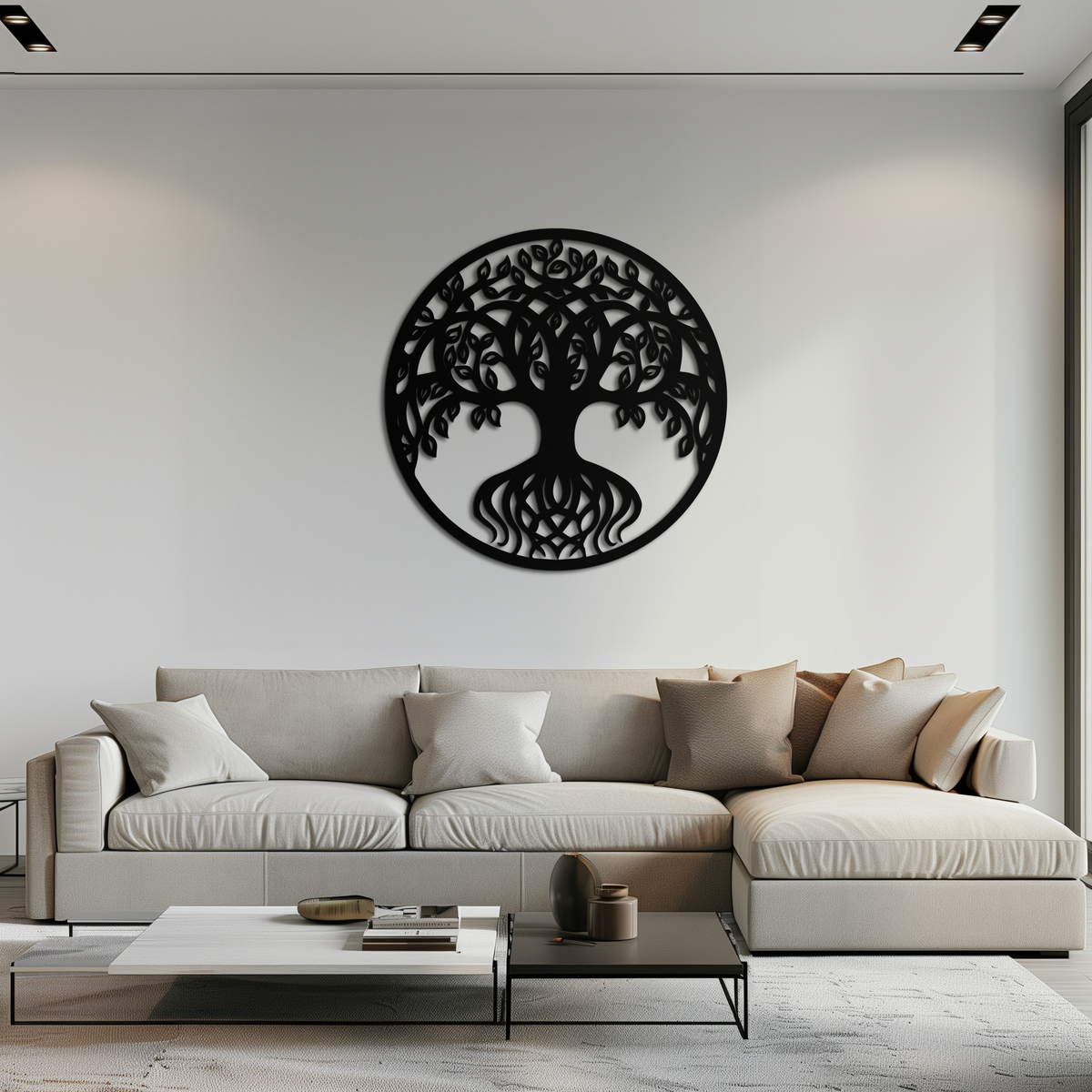 Metal Tree of Life Round Wall Art - Contemporary Nature Inspired