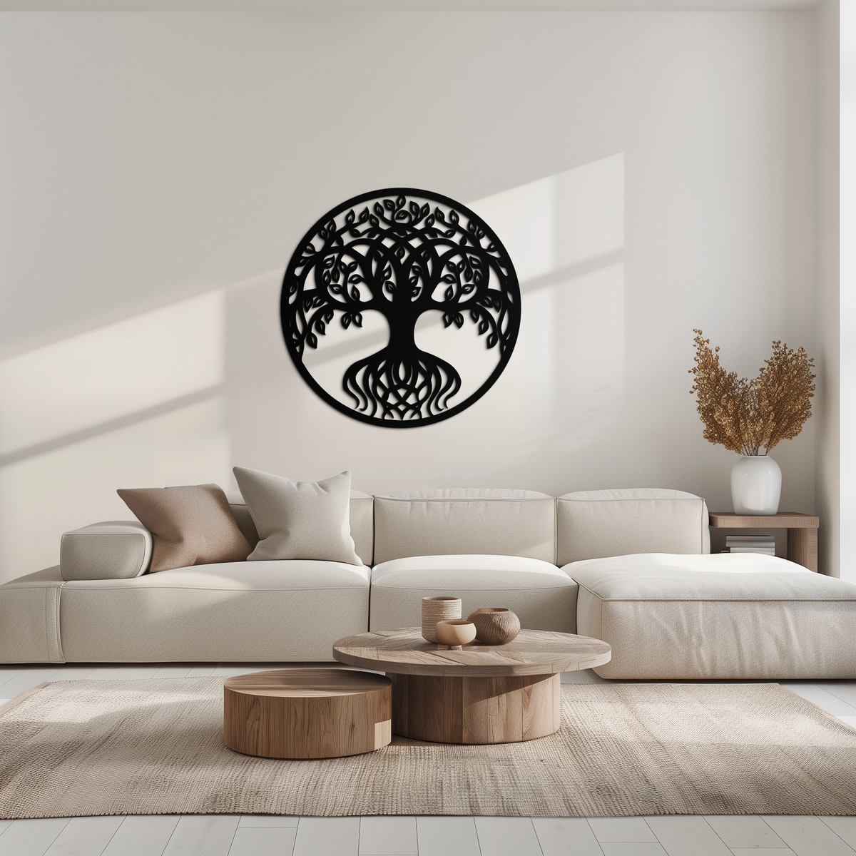 Metal Tree of Life Round Wall Art - Contemporary Nature Inspired