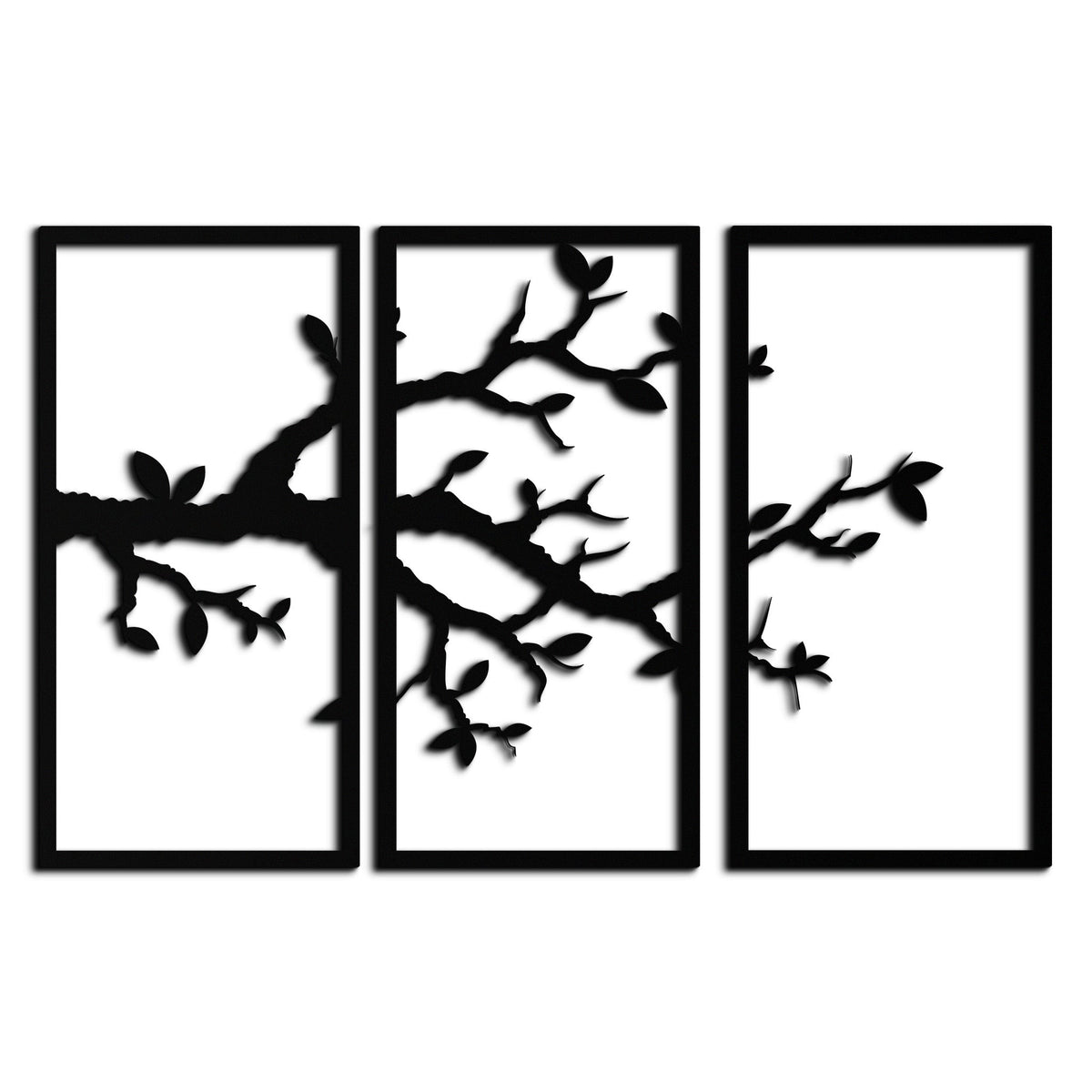 Metal Branch Wall Art 3-Panel Minimalist Tree Silhouette Sculptural Modern Decor