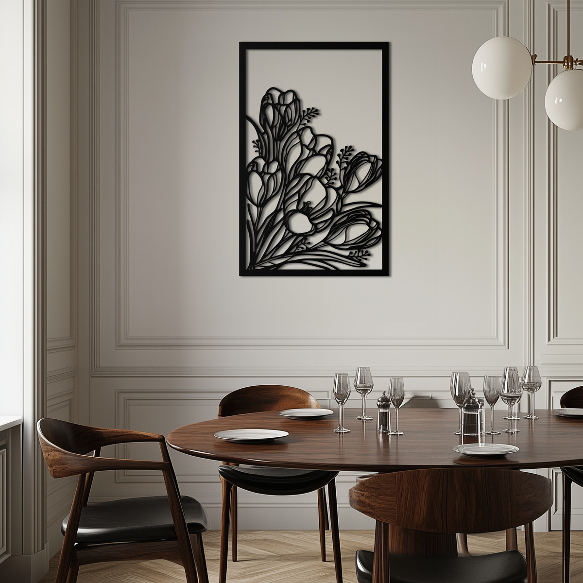 Metal Floral Wall Art - Contemporary Botanical Flower Design