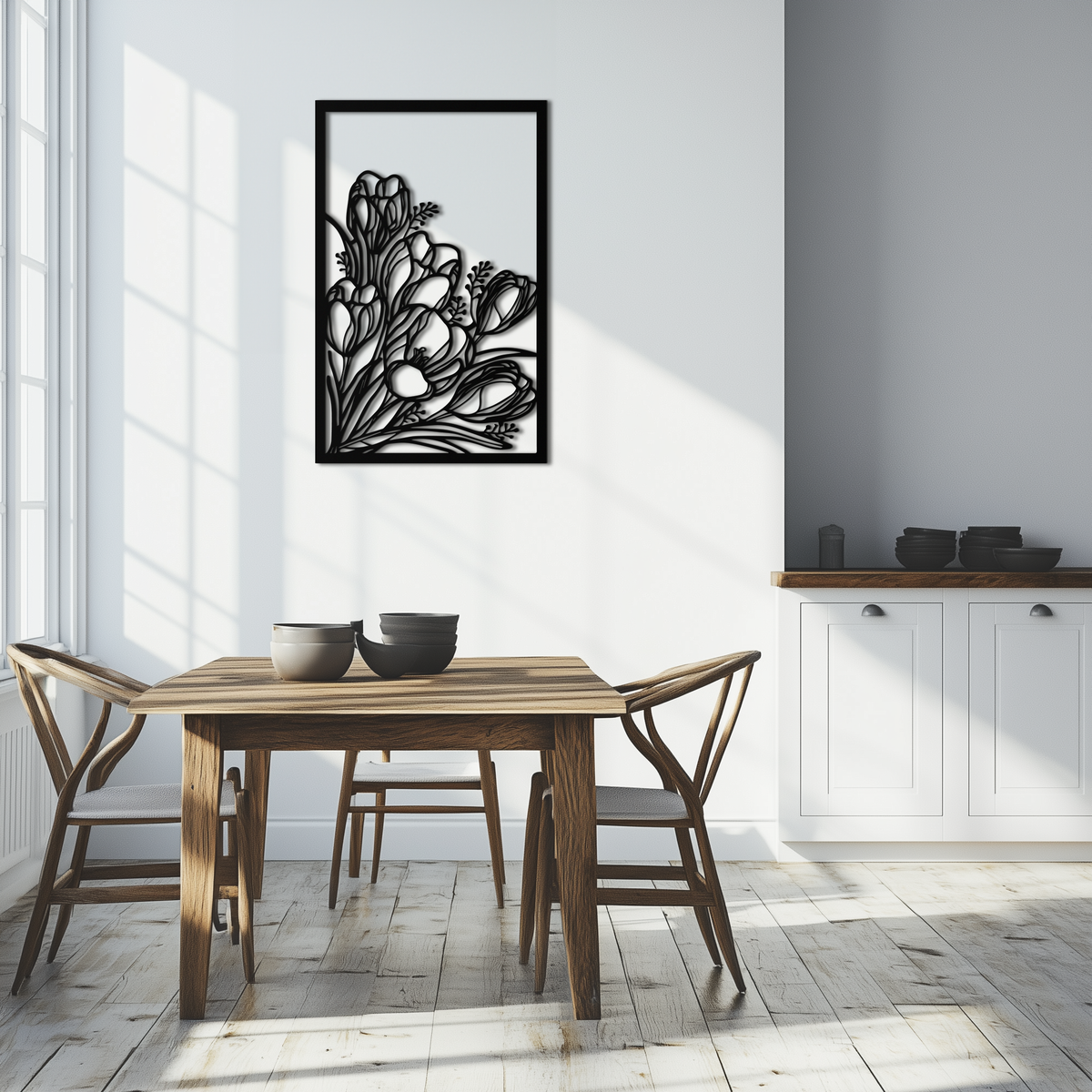Metal Floral Wall Art - Contemporary Botanical Flower Design