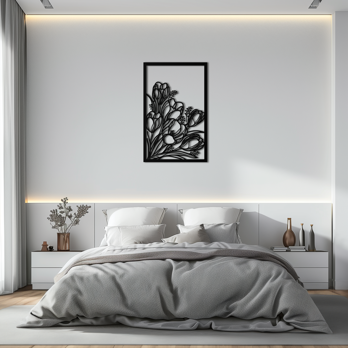 Metal Floral Wall Art - Contemporary Botanical Flower Design