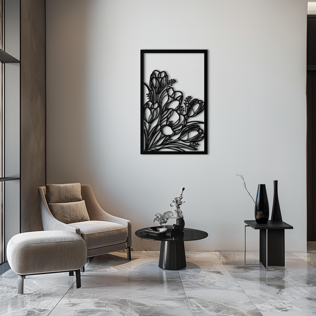 Metal Floral Wall Art - Contemporary Botanical Flower Design