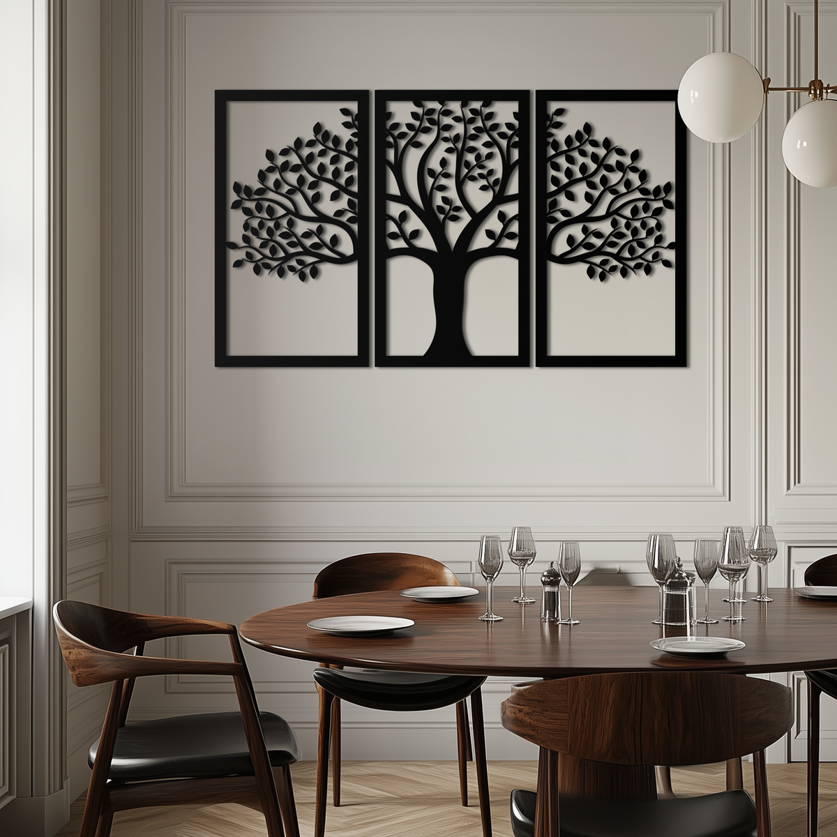 Tree of Life Metal Wall Art 3-Panel Modern Minimalist Contemporary Decor