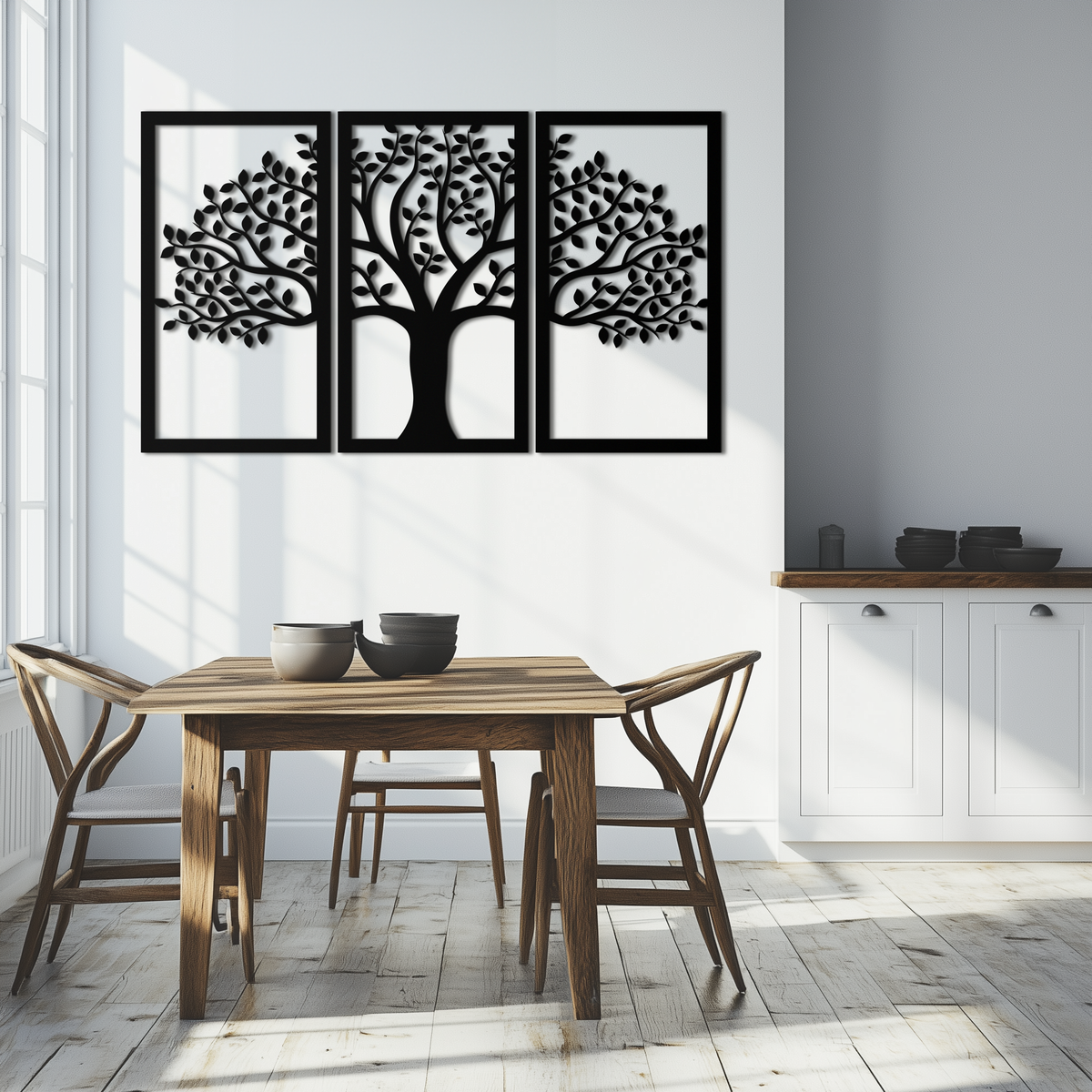 Tree of Life Metal Wall Art 3-Panel Modern Minimalist Contemporary Decor