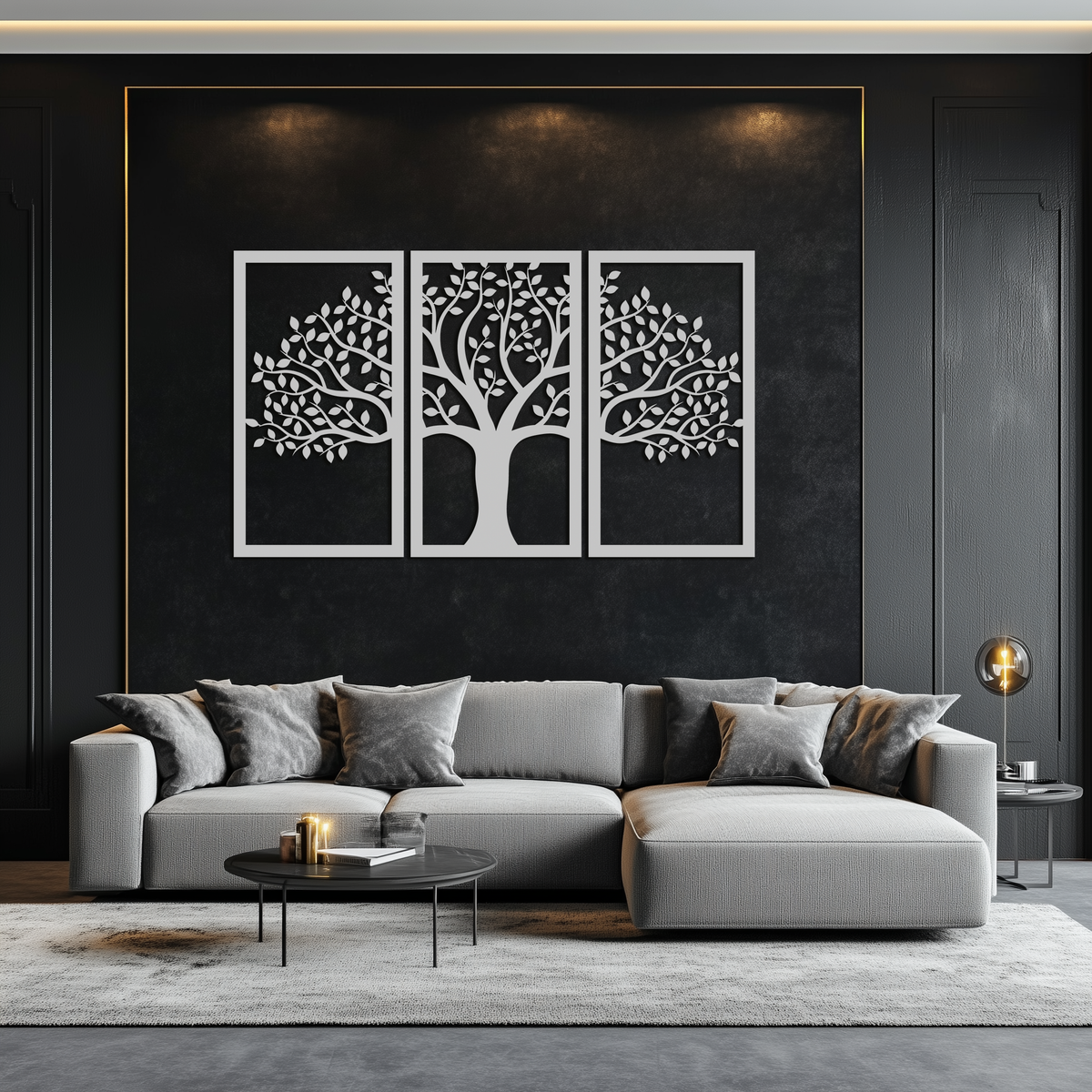 Tree of Life Metal Wall Art 3-Panel Modern Minimalist Contemporary Decor