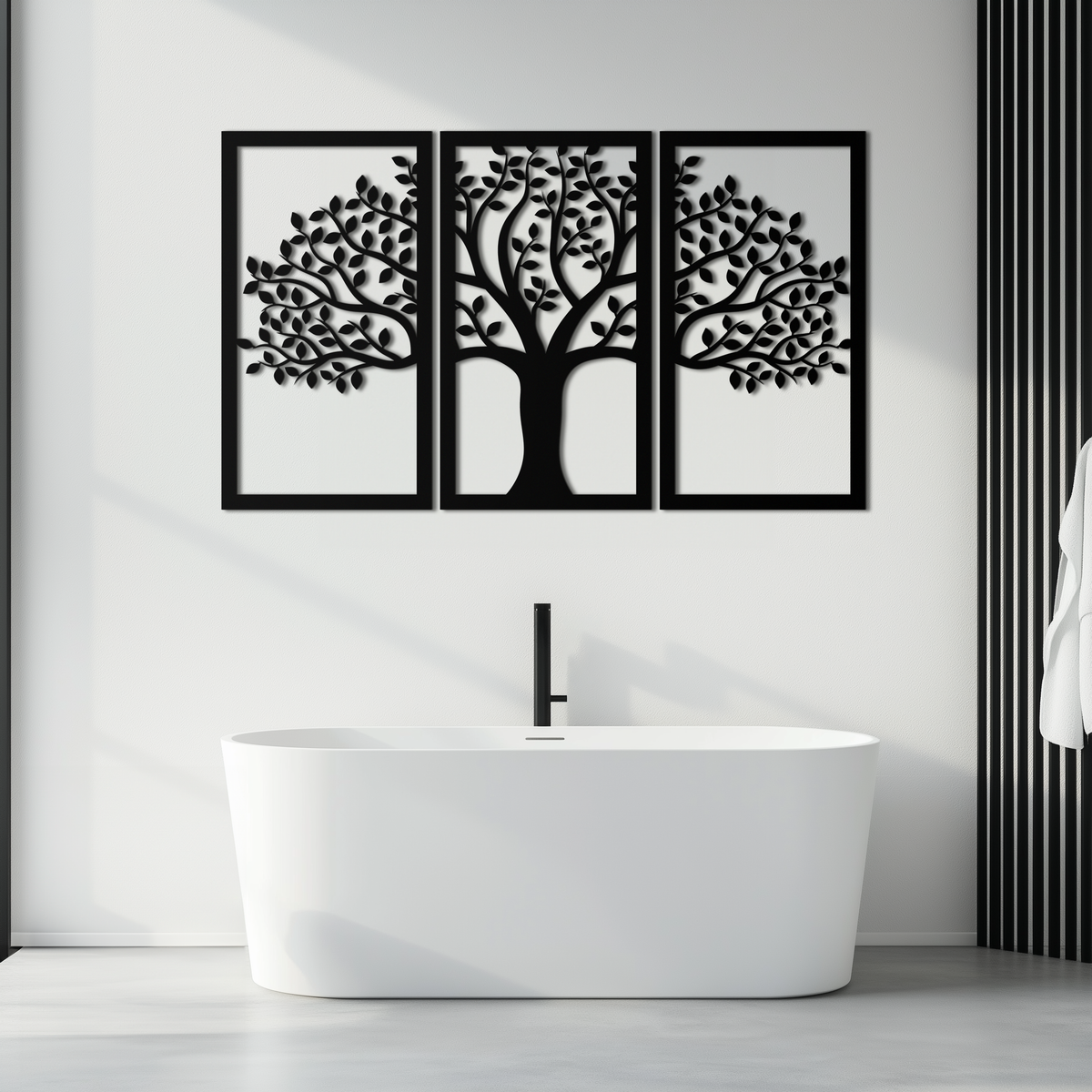 Tree of Life Metal Wall Art 3-Panel Modern Minimalist Contemporary Decor
