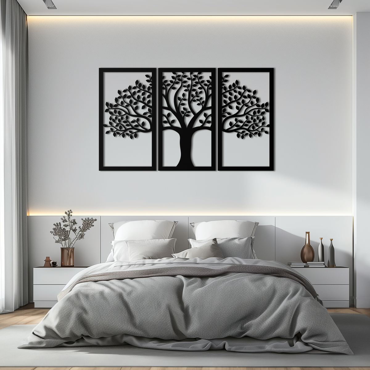Tree of Life Metal Wall Art 3-Panel Modern Minimalist Contemporary Decor