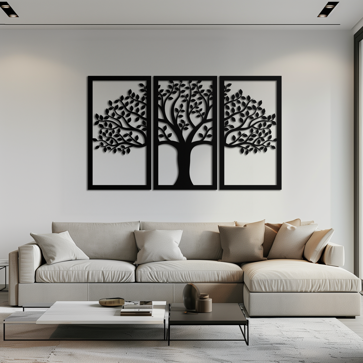 Tree of Life Metal Wall Art 3-Panel Modern Minimalist Contemporary Decor