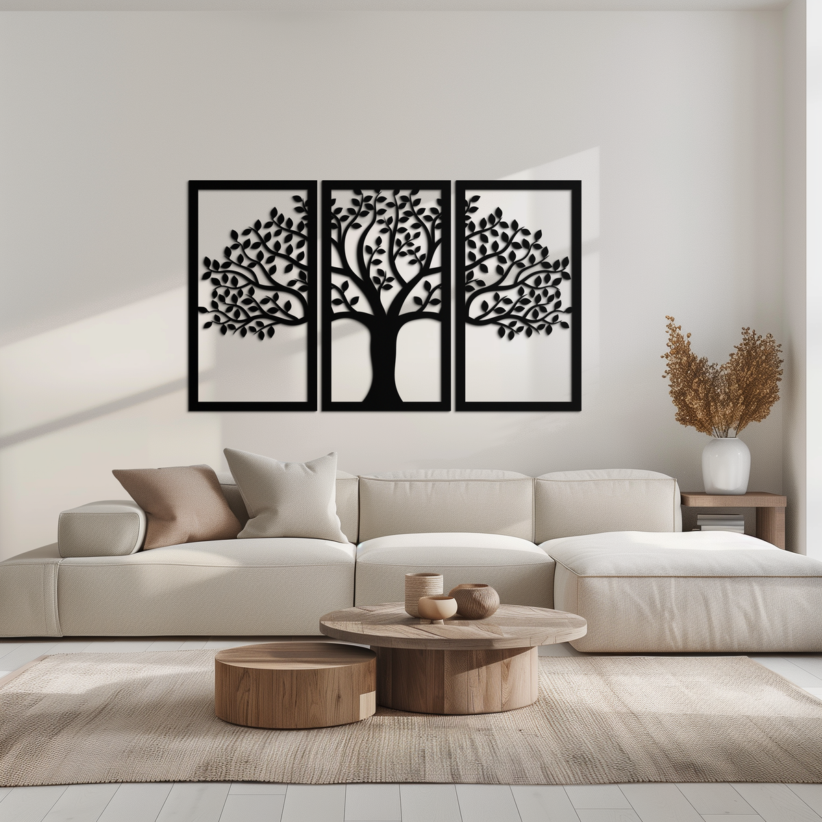 Tree of Life Metal Wall Art 3-Panel Modern Minimalist Contemporary Decor