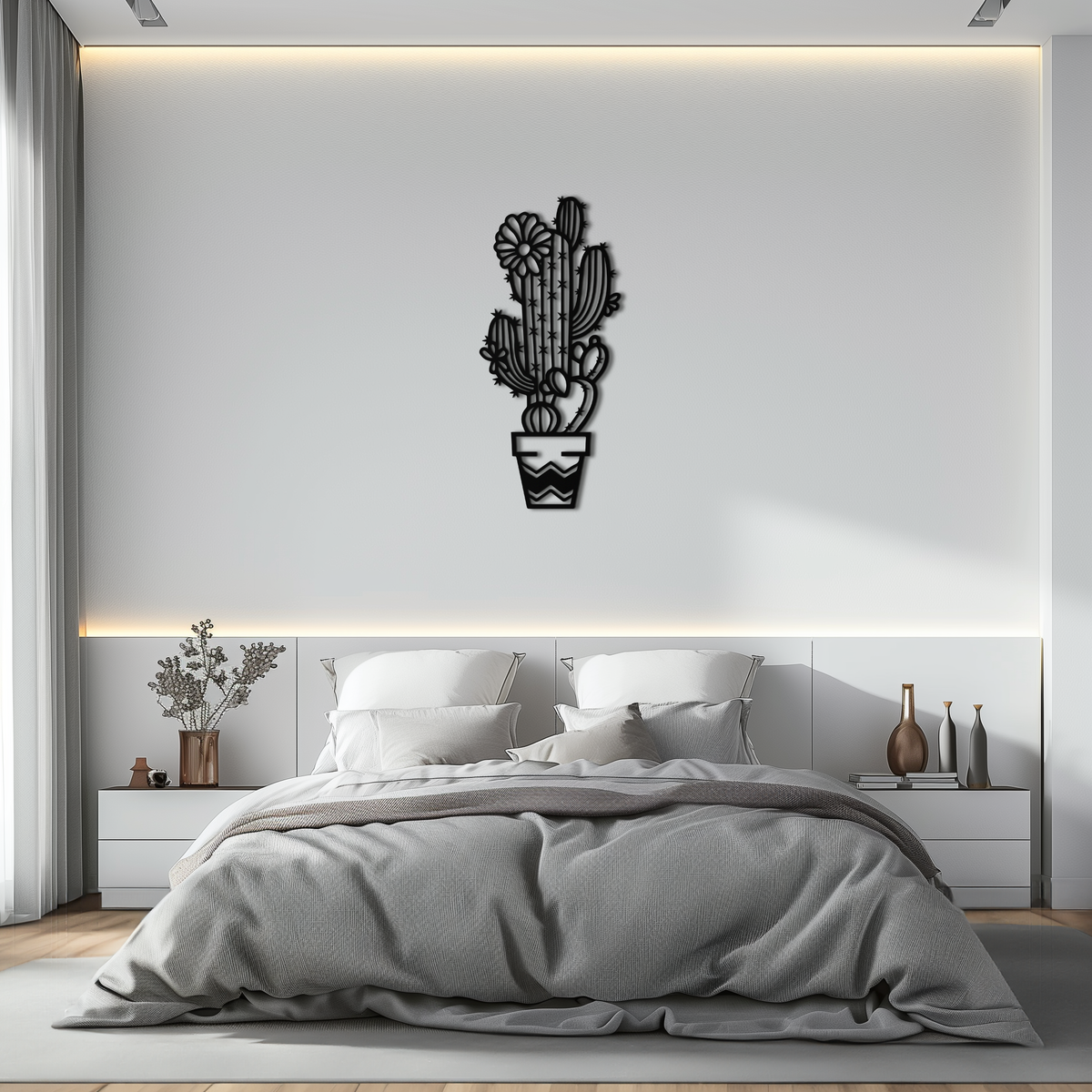 Metal Cactus Wall Art Modern Geometric Desert Bohemian Minimalist Home Decor Piece