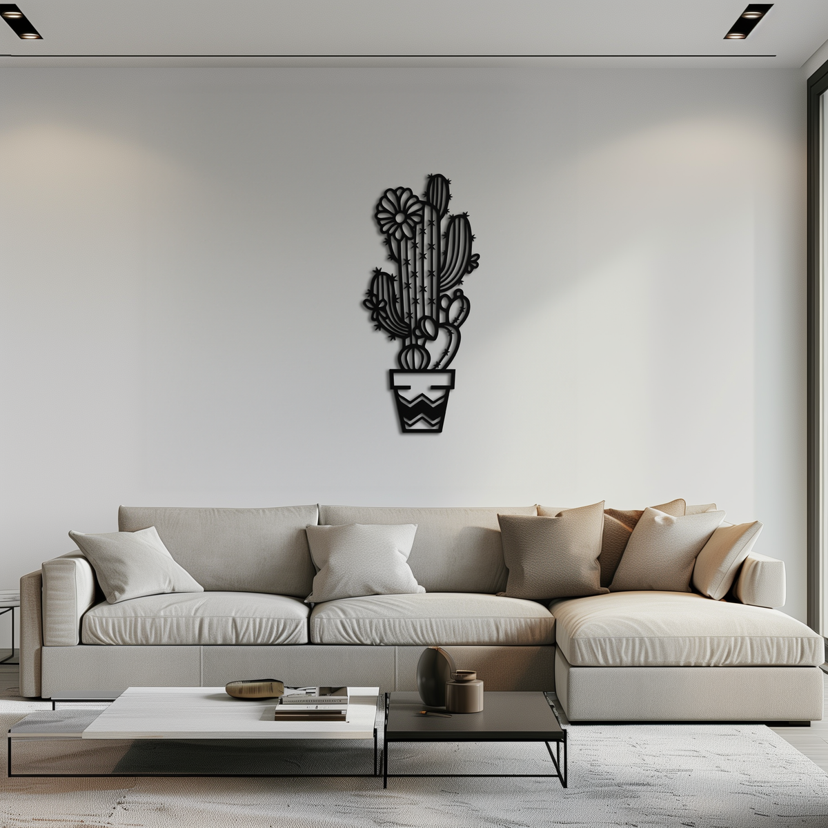 Metal Cactus Wall Art Modern Geometric Desert Bohemian Minimalist Home Decor Piece