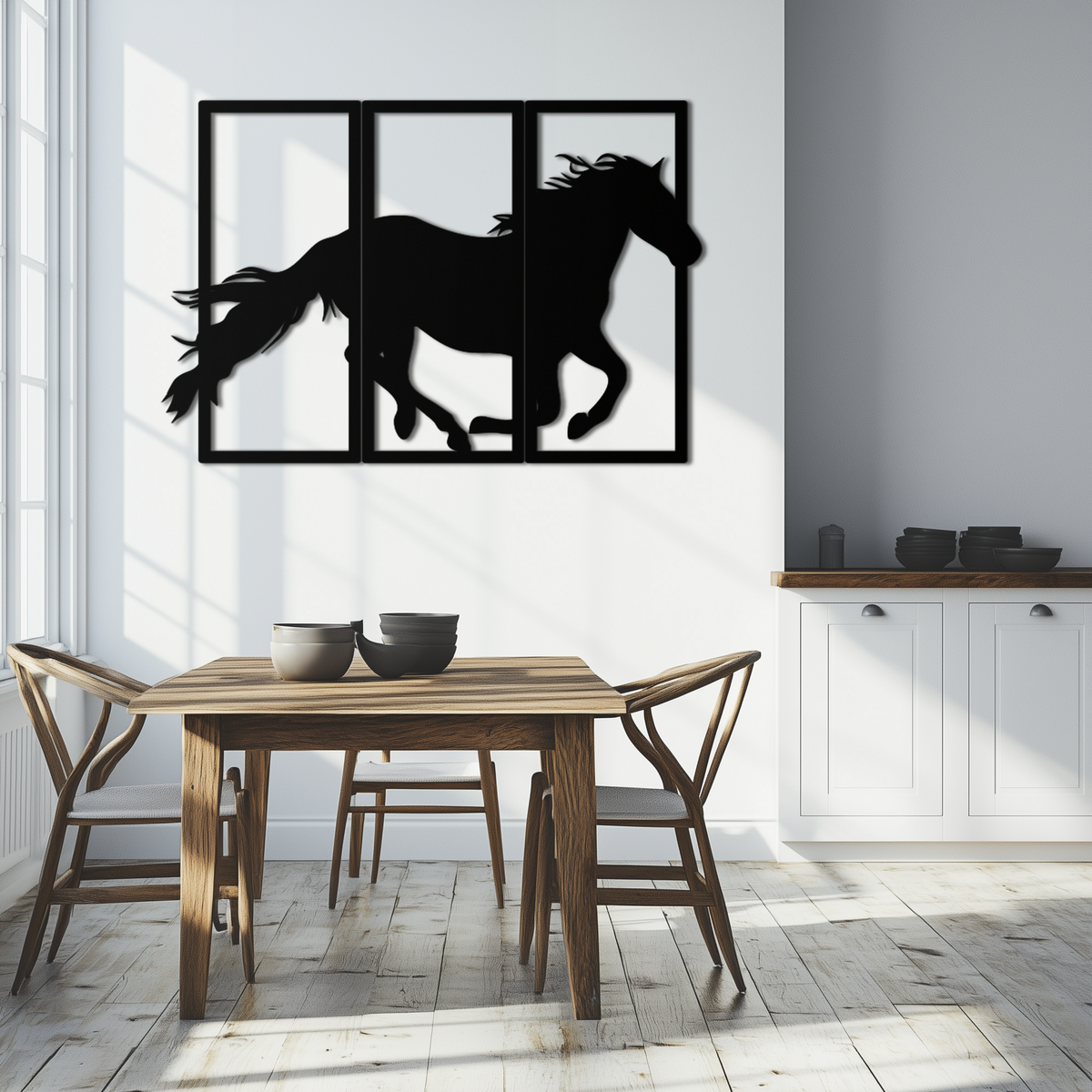 Galloping Horse Metal Wall Art 3-Panel Western Farmhouse Decor