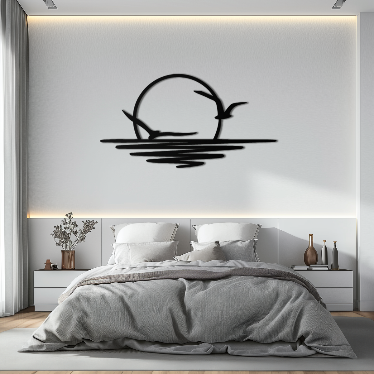 Seaside Sunset Metal Wall Art - Tranquil Nautical Ocean View