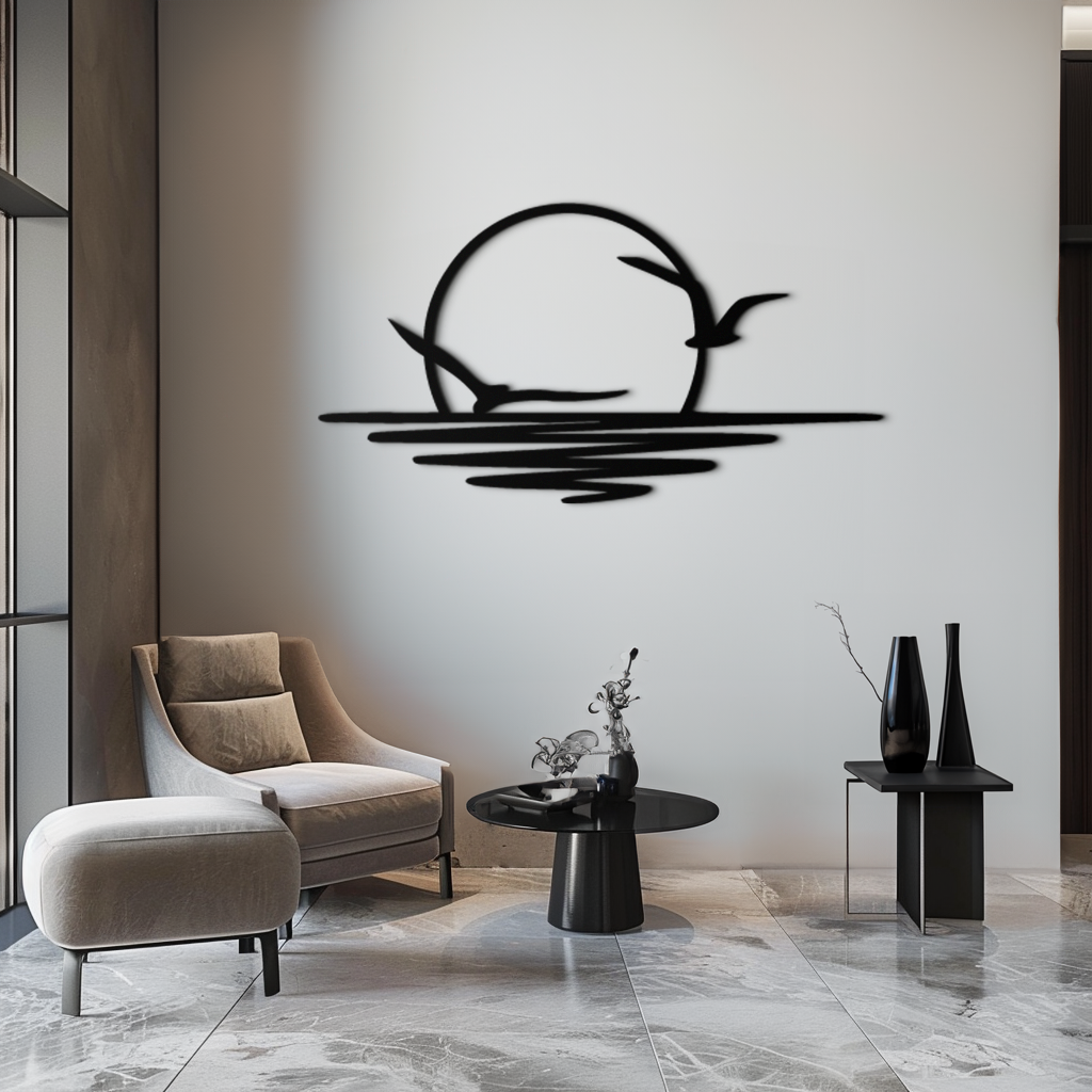 Seaside Sunset Metal Wall Art - Tranquil Nautical Ocean View