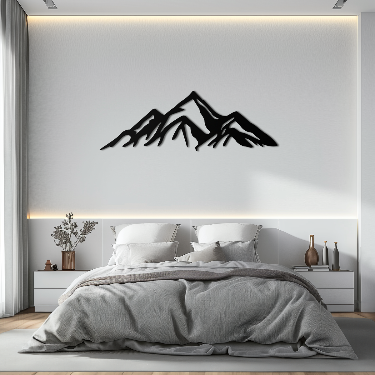 Metal Mountain Peak Silhouette Wall Art - Majestic Contemporary Minimalist Home Decor