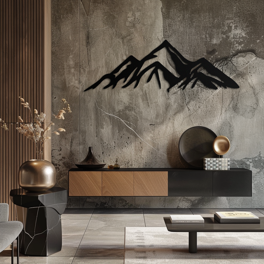 Metal Mountain Peak Silhouette Wall Art - Majestic Contemporary Minimalist Home Decor