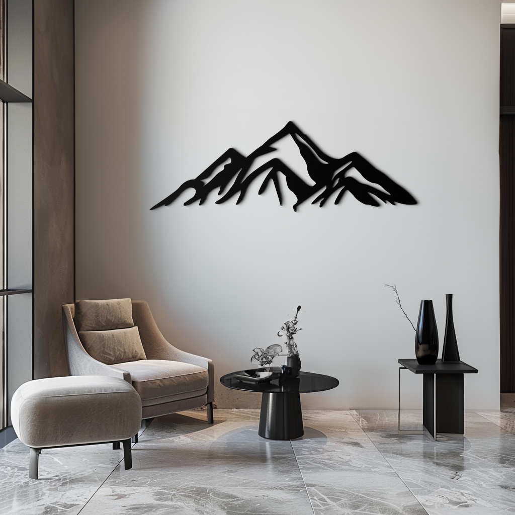 Metal Mountain Peak Silhouette Wall Art - Majestic Contemporary Minimalist Home Decor