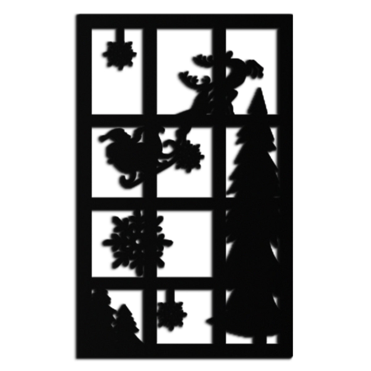 Metal Christmas Wall Art - Santa Reindeer Window Holiday Decor