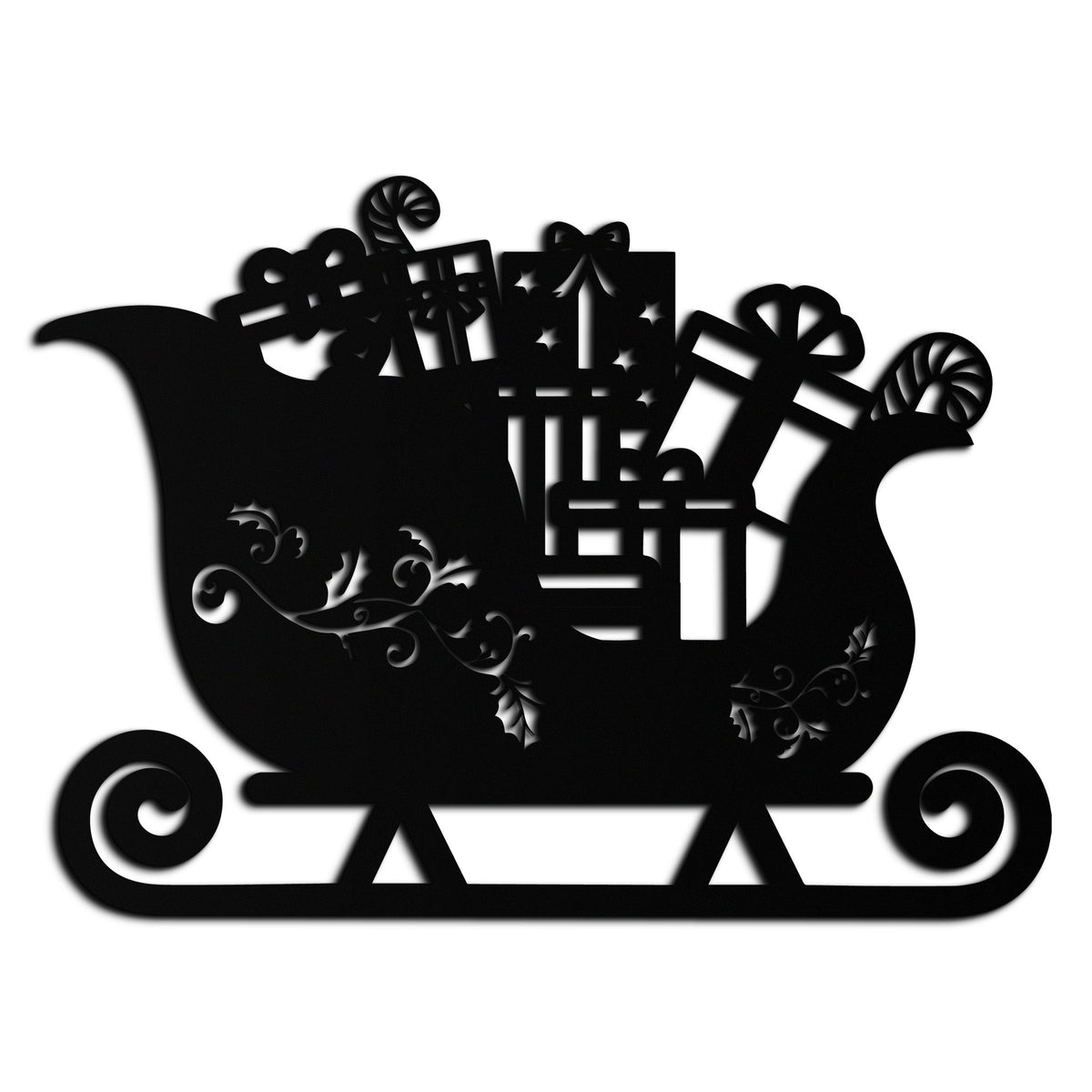 Christmas Sleigh Metal Wall Art - Beautifully Detailed Festive Holiday Decor Design
